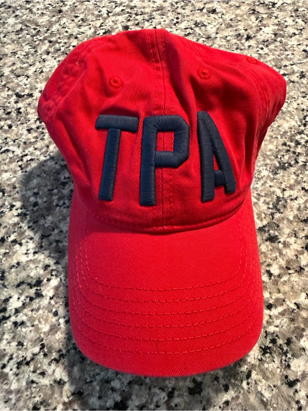 Red Baseball Cap with Navy 'TPA' Applique